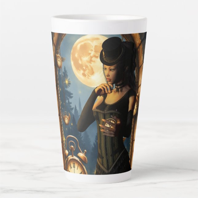 Taza De Café Latte Princess of the Clocks – Keeper of Moonlit Hours.  (Anverso)