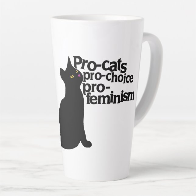Taza De Café Latte pro-cats pro-choice pro-feminism (Ángulo derecho)
