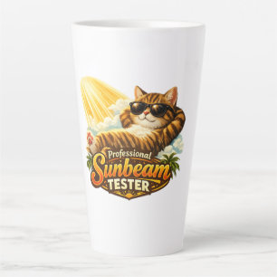 Taza De Café Latte Probador de rayos de sol profesional gato divertid