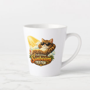 Taza De Café Latte Probador de rayos de sol profesional Gato divertid