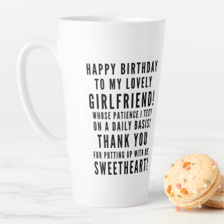 Taza De Café Latte Probando la paciencia de las novias feliz cumpleañ