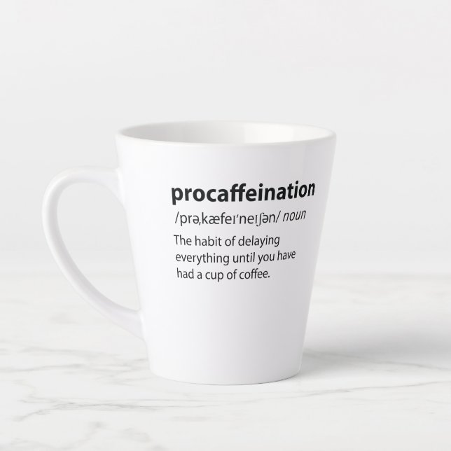 Taza De Café Latte Procaffeination Funny Dictionary Definition (Izquierda)
