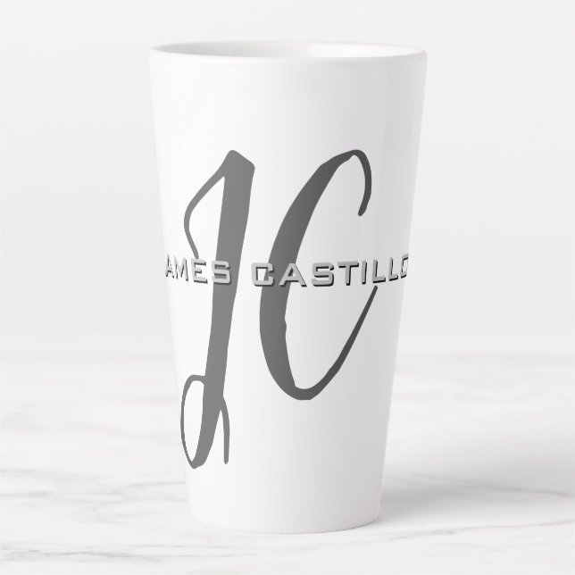 Taza De Café Latte Profesional Moderno Monogramado Minimalista (Anverso)