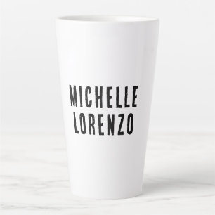 Taza De Café Latte Profesional Moderno Simple Plano Nombre Negro Blan