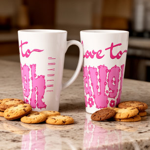 Taza De Café Latte Profundo Slogan de Texto en Floral Rosa con Nombre