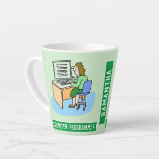 Taza De Café Latte Programadora informática femenina con nombre a ele