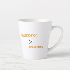 Taza De Café Latte Progreso Sobre Perfección Motivación Mínima 