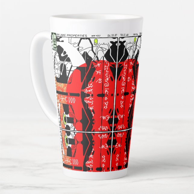 Taza De Café Latte Propiedades del lago Geranium Asemic (Ángulo izquierdo)