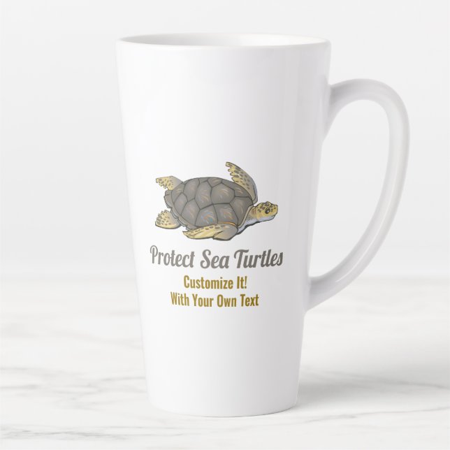 Taza De Café Latte Proteger Personalizar de tortugas marinas (Derecha)