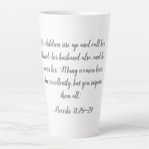 Taza De Café Latte Proverbios 31:28-29 Mujer Mug