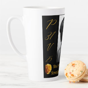 Taza De Café Latte Proverbios 31 Mujer Mug Latte grande de color negr