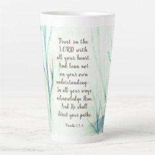 Taza De Café Latte Proverbios 3:5-6 Confiar en el Señor con todo su c