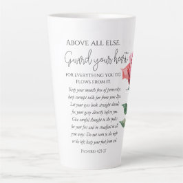 Taza De Café Latte Proverbios 4:23-27 Protege tu corazón Flor de guio