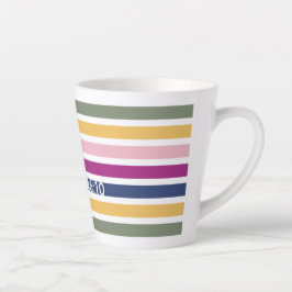 Taza De Café Latte PSALM cristiana rayada moderna pastel 46:10