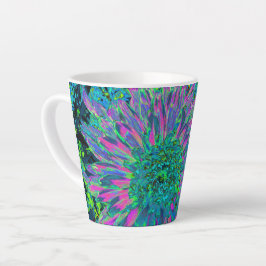 Taza De Café Latte Psicodelia Magenta Aqua y Lime Green Dahlia