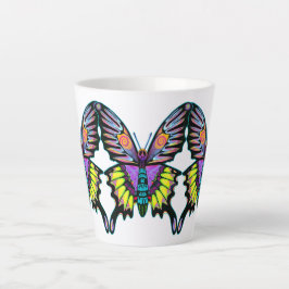 Taza De Café Latte Psicodelia Paz Amor Música Mariposa