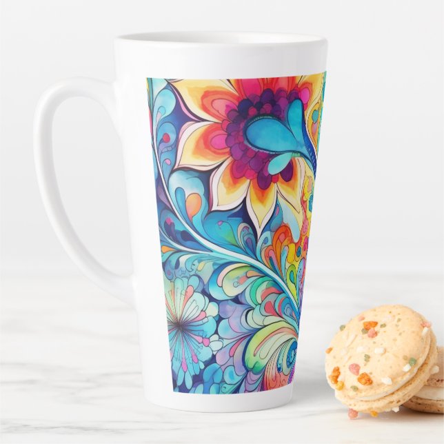 Taza De Café Latte Psicodélico Retro Hípster años 70 60 (In situ)