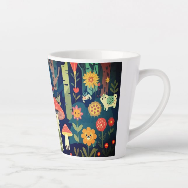 Taza De Café Latte Psycheldelic forest design (Derecha)