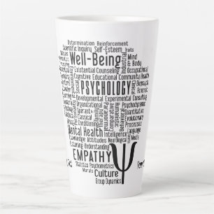 Taza De Café Latte PSYCHOLOGY Word Cloud personalizado texto