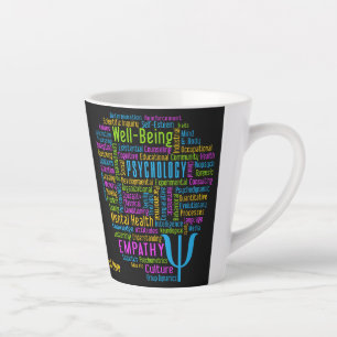 Taza De Café Latte PSYCHOLOGY Word Cloud personalizado texto
