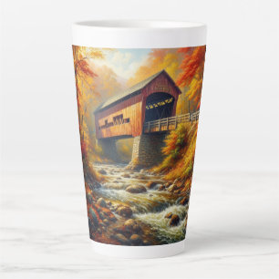Taza De Café Latte puente clásico cubierto de otoño