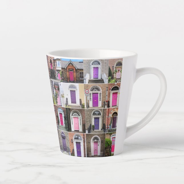 Taza De Café Latte Puertas rosas y moradas de Dublin Latte Mug (Derecha)