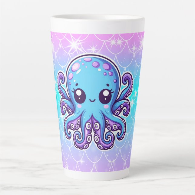 Taza De Café Latte Pulpo azul lindo (Anverso)