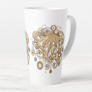 Taza De Café Latte Pulpo Steampunk Retro Fantasía Mecánica