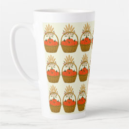 Taza De Café Latte ☕ **Pumpkins & Wheat Basket Latte Mug