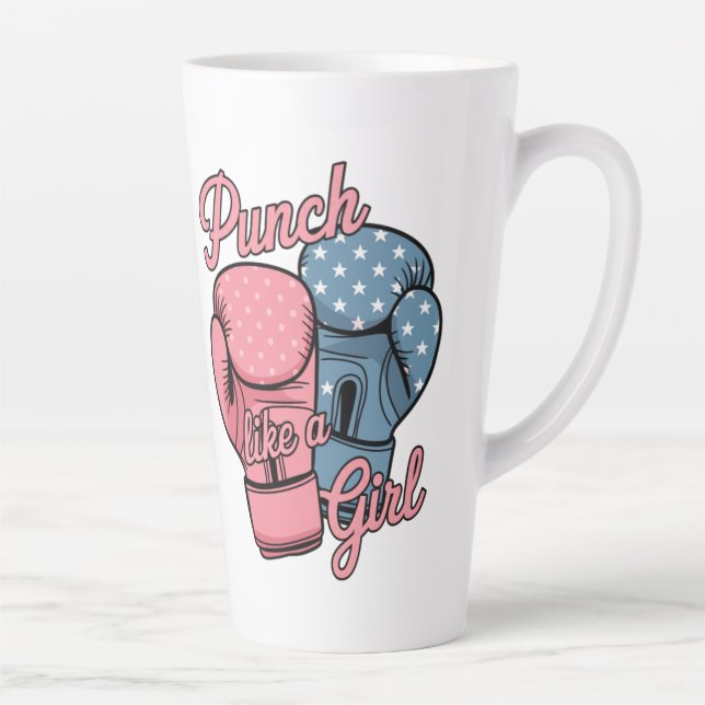 Taza De Café Latte Punch Like a Chica - Empoderando a Mug (Derecha)