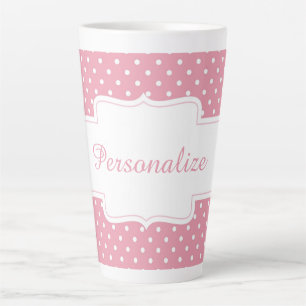 Taza De Café Latte Punto de polka rosa personalizado