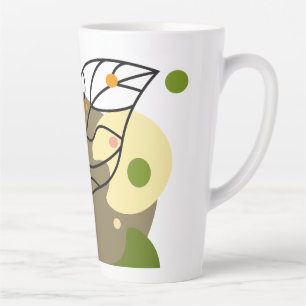 Taza De Café Latte Puntos abstractos interesantes con hojas