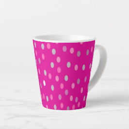 Taza De Café Latte Puntos de polka magenta