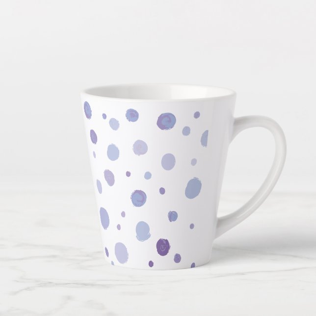 Taza De Café Latte puntos de polka pintados a mano (Derecha)