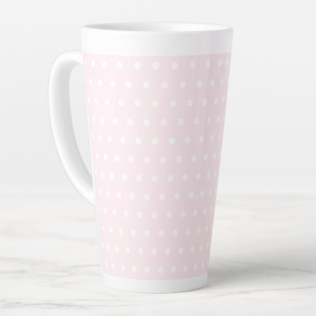 Taza De Café Latte Puntos de Polka Rosa (Ángulo izquierdo)
