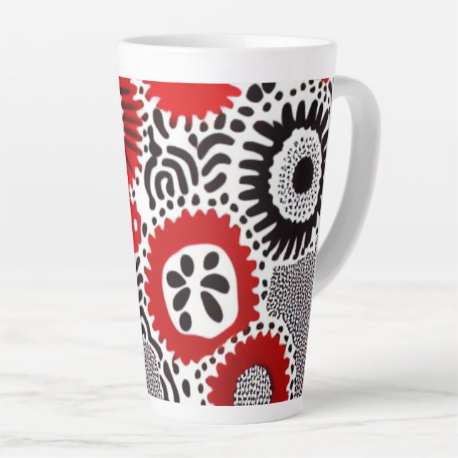 Taza De Café Latte Puntos rojos y negros (Ángulo derecho)