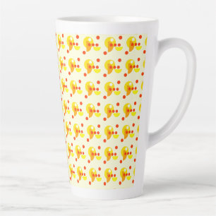 Taza De Café Latte Puntos y círculos abstractos rojo amarillo