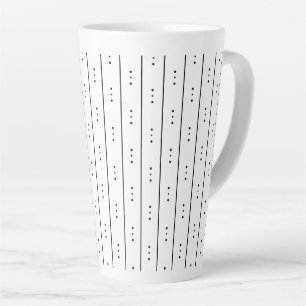 Taza De Café Latte Puntos y líneas negros minimalistas