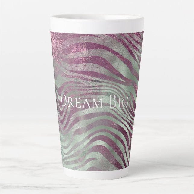 Taza De Café Latte Purple Burgundy Aqua Mint Zebra (Anverso)