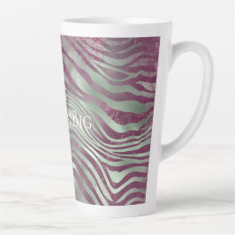 Taza De Café Latte Purple Burgundy Aqua Mint Zebra