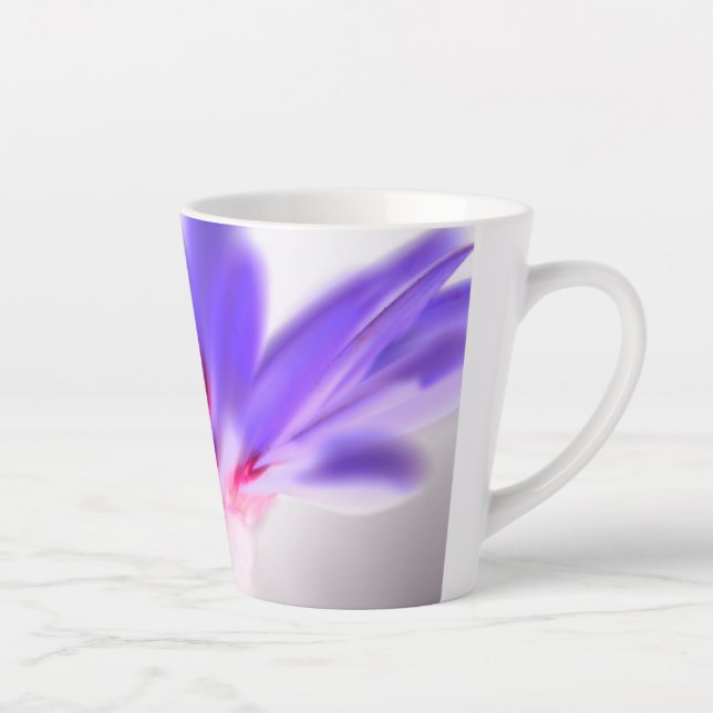 Taza De Café Latte Purple Floral Print Latte Mug (Derecha)