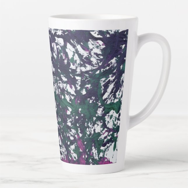 Taza De Café Latte Purple, Green, Pink, Marble Artwork (Derecha)