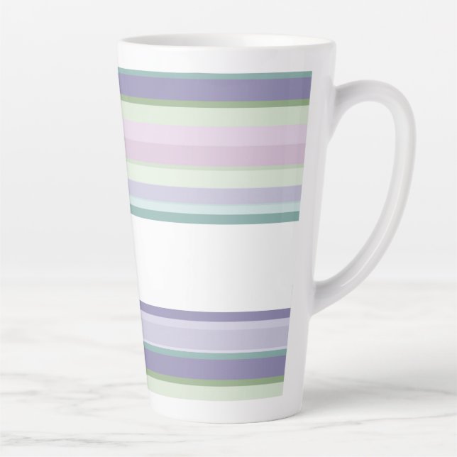 Taza De Café Latte Purple, Neptune, sea green, and Lavender stripes (Derecha)