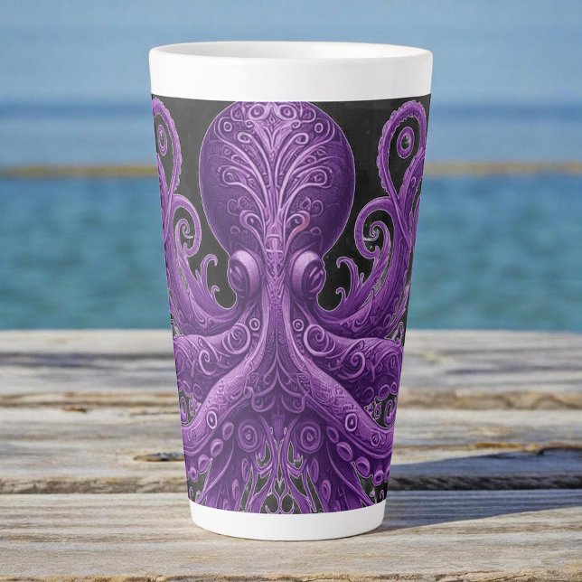 Taza De Café Latte Purple Octopus Victorian Steampunk Kraken  (Subido por el creador)