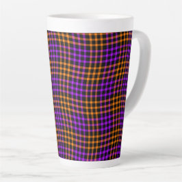 Taza De Café Latte Purple Orange Plaid Checker Seamless Pat Latte Mug
