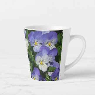Taza De Café Latte Purple Pansies Garden Floral