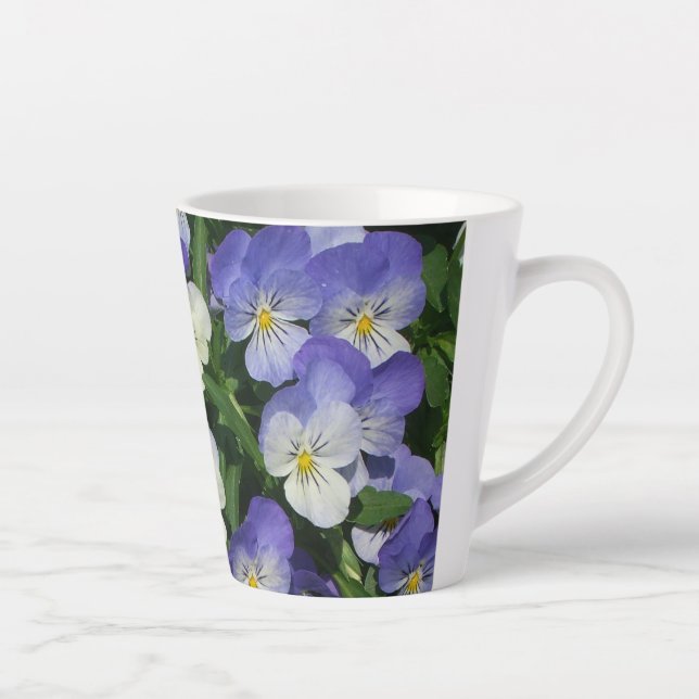 Taza De Café Latte Purple Pansies Garden Floral (Derecha)