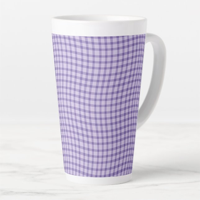 Taza De Café Latte Purple Plaid Checker Seamless Pattern (Ángulo derecho)