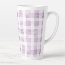 Taza De Café Latte Purple White Plaid Stripes