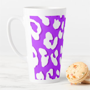 Taza De Café Latte Púrpura de impresión de leopardo blanco